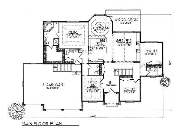 One-Story Traditional Level One of Plan 73241