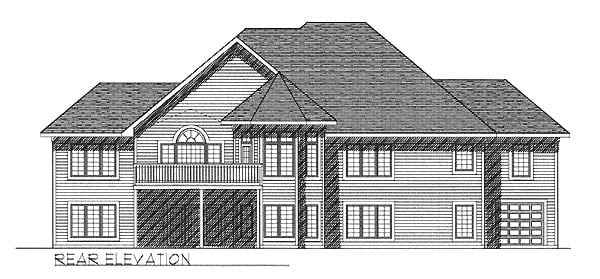 One-Story Traditional Rear Elevation of Plan 73241