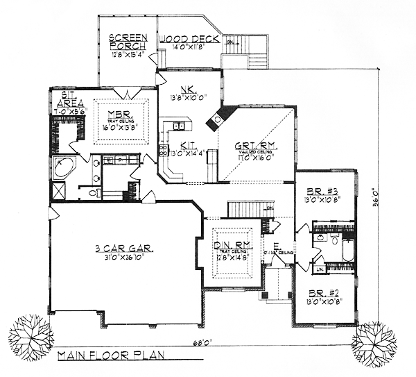 One-Story Traditional Level One of Plan 73242