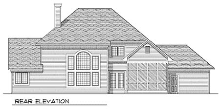 Traditional Rear Elevation of Plan 73247