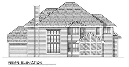 Traditional Rear Elevation of Plan 73248