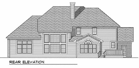 Traditional Rear Elevation of Plan 73249