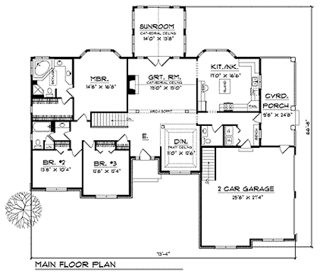 One-Story Traditional Level One of Plan 73250