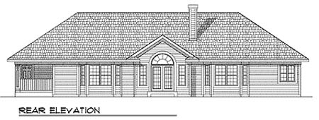 One-Story Traditional Rear Elevation of Plan 73250