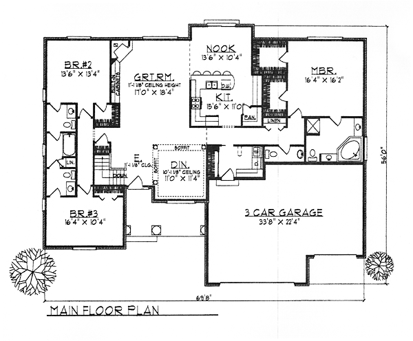 One-Story Traditional Level One of Plan 73251