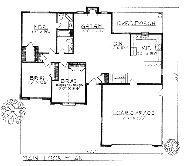 Bungalow One-Story Ranch Traditional Level One of Plan 73256