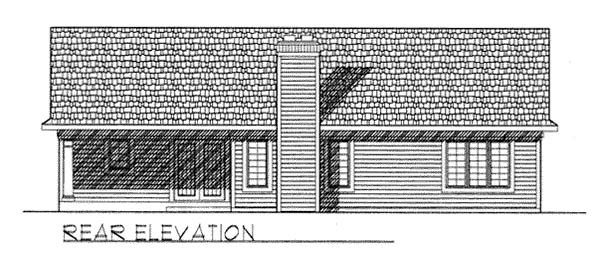 Bungalow One-Story Ranch Traditional Rear Elevation of Plan 73256