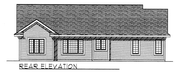 Craftsman One-Story Ranch Traditional Rear Elevation of Plan 73257