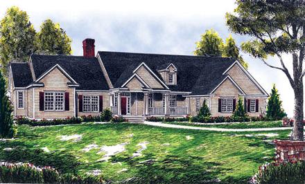 Country One-Story Ranch Traditional Elevation of Plan 73258