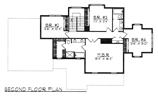 Craftsman Farmhouse Level Two of Plan 73261