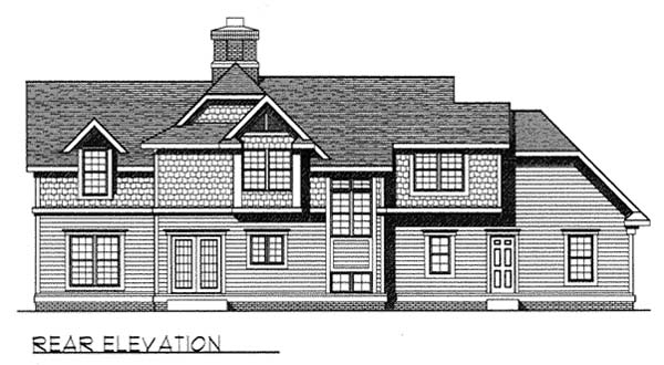 Craftsman Farmhouse Rear Elevation of Plan 73261