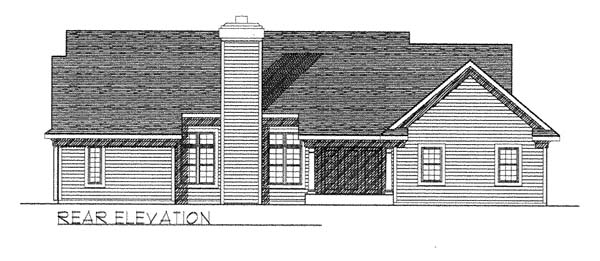 Country One-Story Rear Elevation of Plan 73262