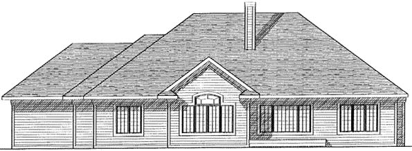 Colonial Traditional Rear Elevation of Plan 73265