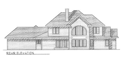 Traditional Tudor Rear Elevation of Plan 73266