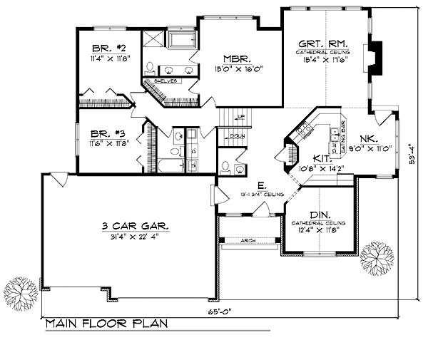 One-Story Traditional Level One of Plan 73268