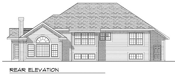 One-Story Traditional Rear Elevation of Plan 73268