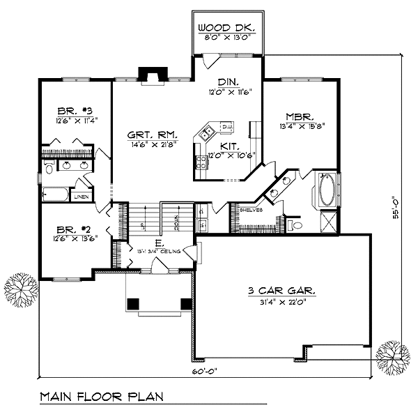 One-Story Traditional Level One of Plan 73270