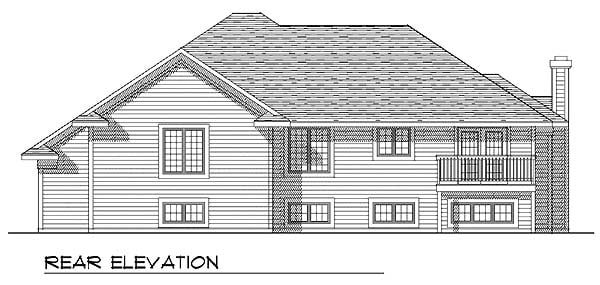Contemporary One-Story Traditional Rear Elevation of Plan 73271