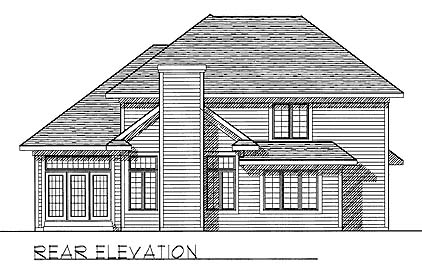 Contemporary Traditional Rear Elevation of Plan 73272