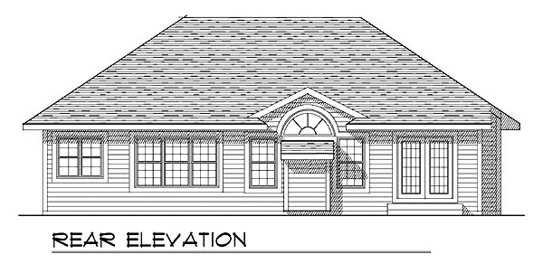 One-Story Ranch Rear Elevation of Plan 73274