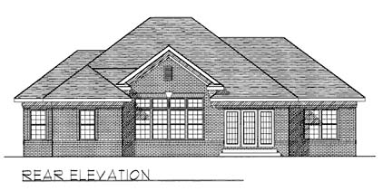 One-Story Traditional Rear Elevation of Plan 73275