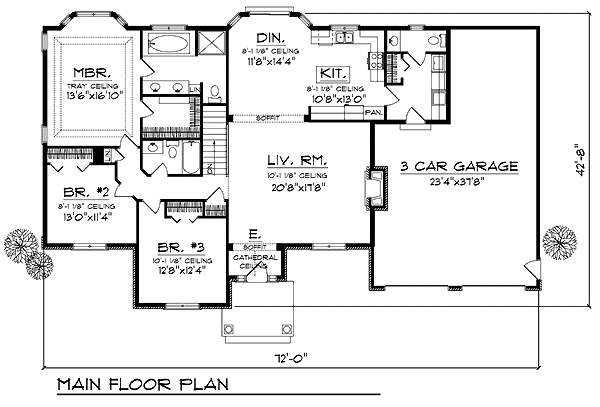 Craftsman One-Story Level One of Plan 73278