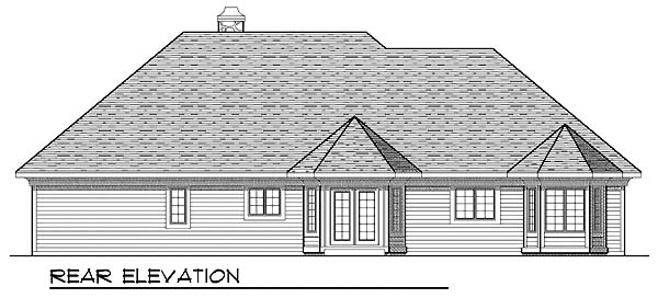 Craftsman One-Story Rear Elevation of Plan 73278