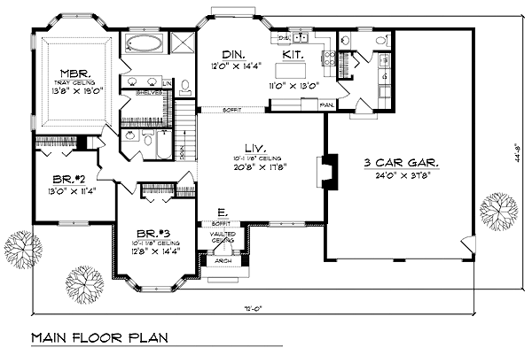 Craftsman One-Story Level One of Plan 73279