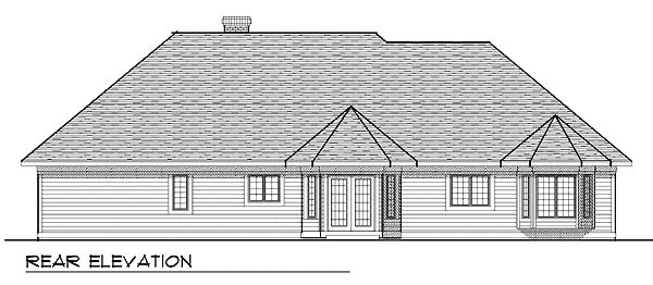 Craftsman One-Story Rear Elevation of Plan 73279