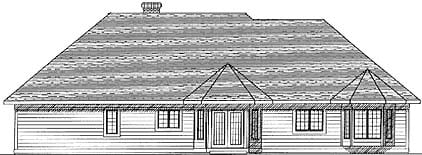 Craftsman One-Story Traditional Rear Elevation of Plan 73280