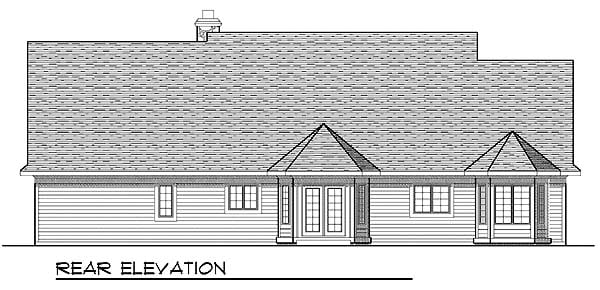 Bungalow Craftsman One-Story Rear Elevation of Plan 73281