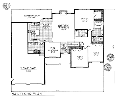 One-Story Traditional Level One of Plan 73283