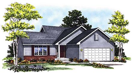 One-Story Ranch Elevation of Plan 73288