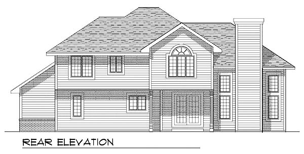 Colonial Traditional Rear Elevation of Plan 73289