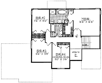 House Plan 73290 Second Level Plan