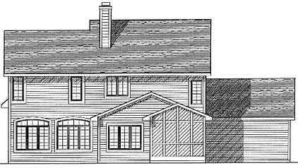 Country Rear Elevation of Plan 73290