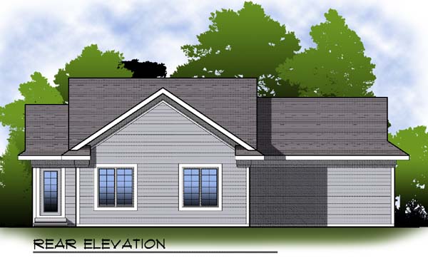 One-Story Traditional Rear Elevation of Plan 73294