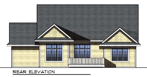 Craftsman One-Story Rear Elevation of Plan 73295