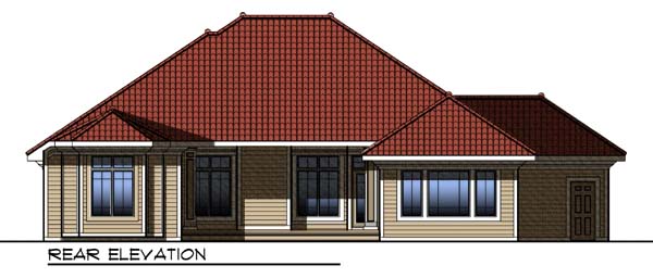 Mediterranean Rear Elevation of Plan 73297