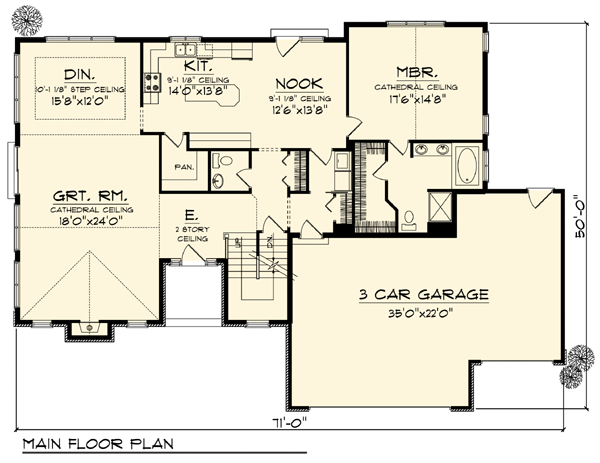 Craftsman Traditional Level One of Plan 73300