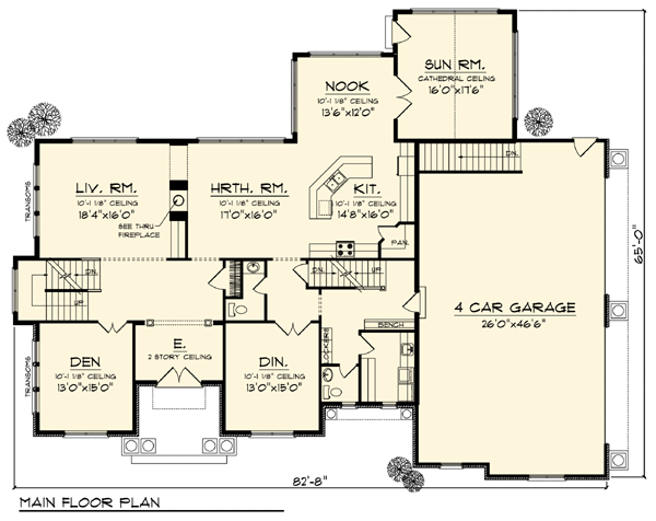 Craftsman Traditional Level One of Plan 73303