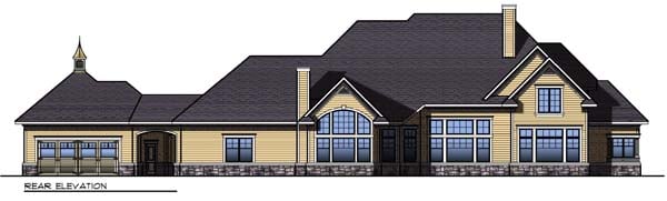 Colonial Craftsman Traditional Rear Elevation of Plan 73304