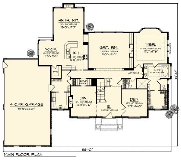 Colonial Country Craftsman Level One of Plan 73305