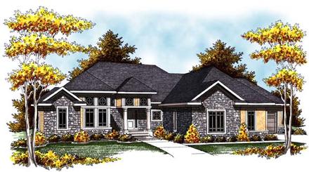 Contemporary Craftsman Ranch Traditional Elevation of Plan 73307
