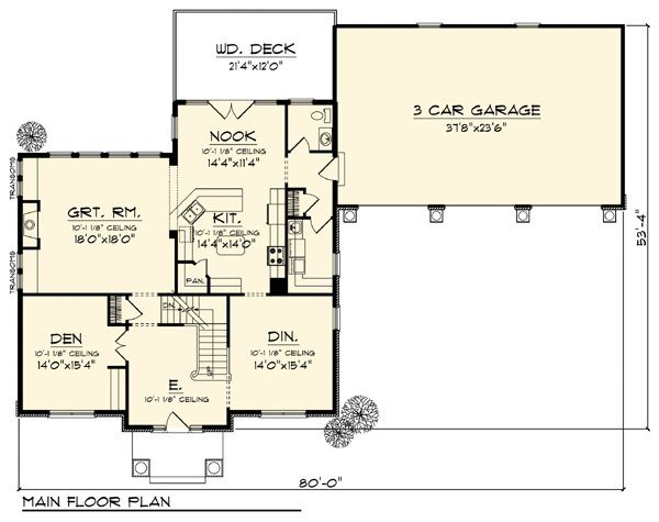 Colonial Traditional Level One of Plan 73309