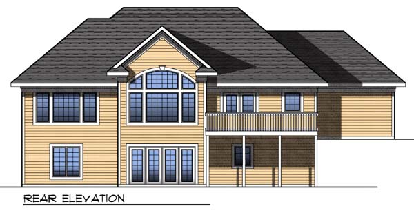 Traditional Rear Elevation of Plan 73310