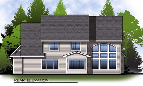 Country Craftsman Rear Elevation of Plan 73311