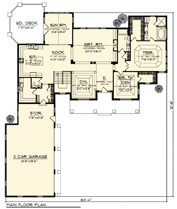 Country Craftsman One-Story Ranch Level One of Plan 73312