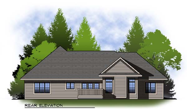 Country Craftsman Ranch Rear Elevation of Plan 73316