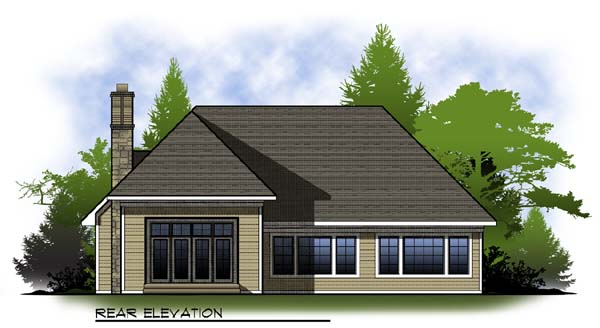 Country Craftsman One-Story Ranch Rear Elevation of Plan 73317